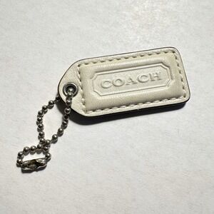 Coach 1.5" Leather Hang Tag White
